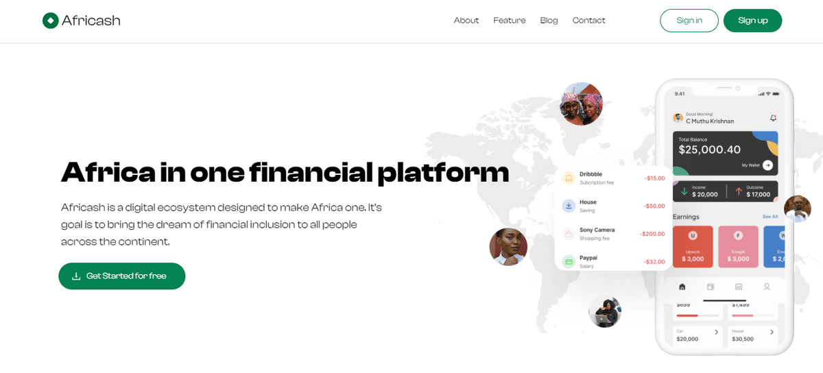 Africash Fintech Landing Page
